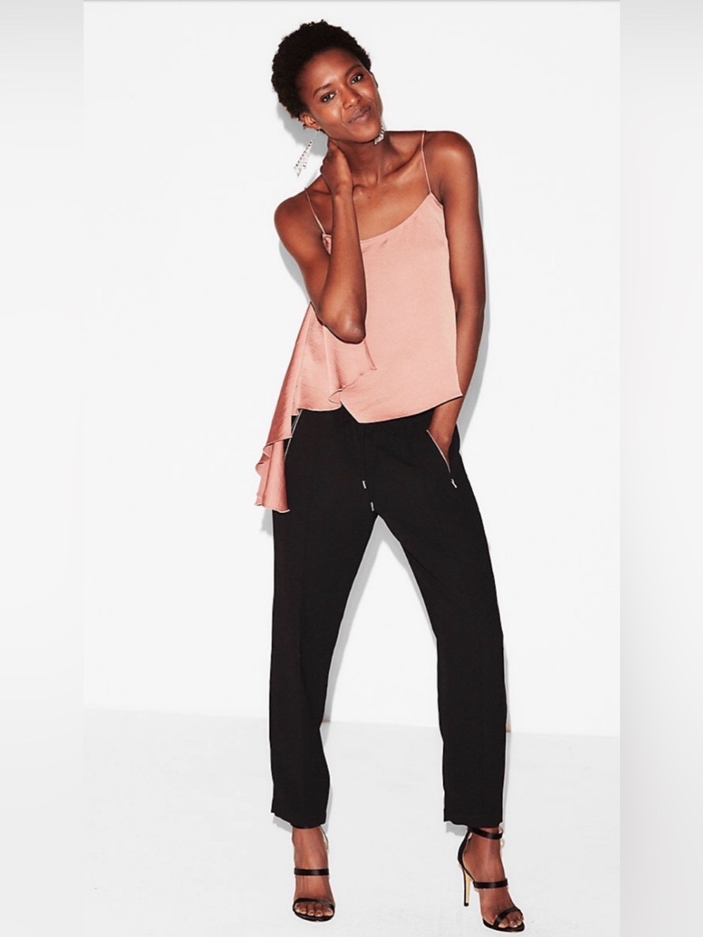 Express Spaghetti Strap Asymmetrical Ruffle Cami Tank Top ~ Size: Small